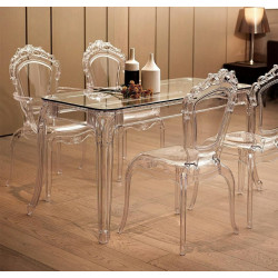 KH010100206 Stół KING 160 transparentny - poliwęglan, szkło hartowane King Home