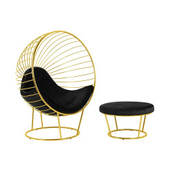 CH5994-1.OTTO.CD Fotel GABBIA STAND złoty z podnóżkiem King Home