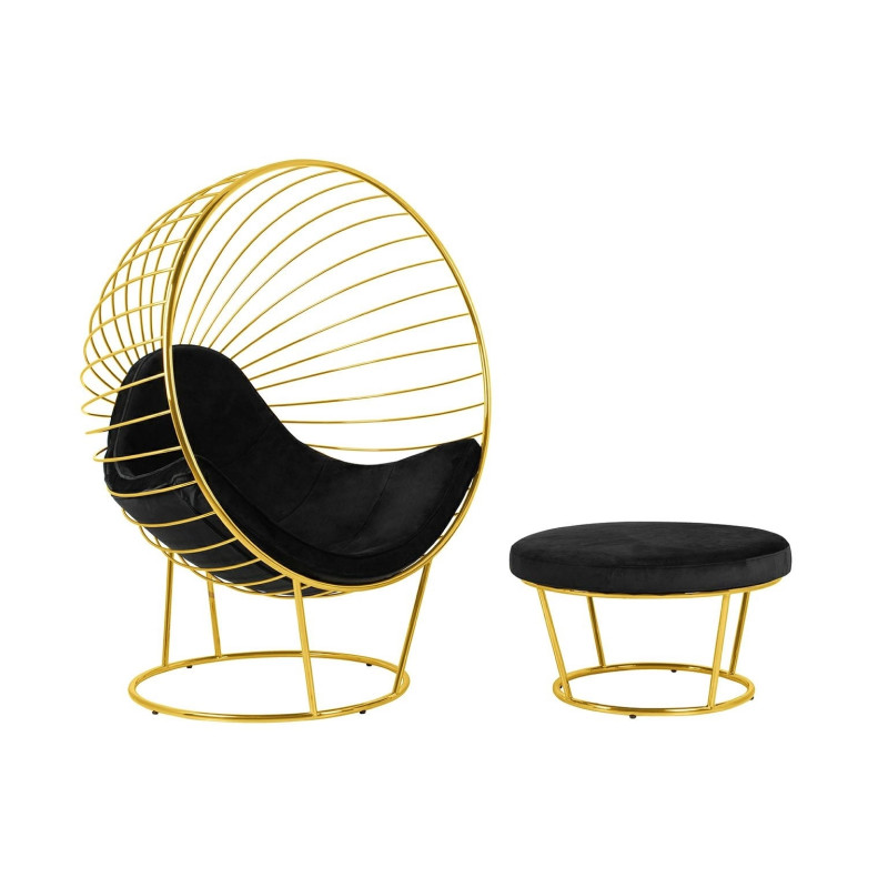 CH5994-1.OTTO.CD Fotel GABBIA STAND złoty z podnóżkiem King Home