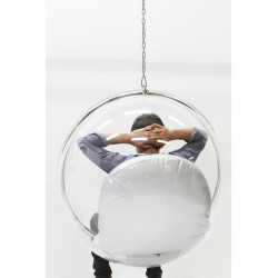 JH-200.WHITEPU Fotel wiszący BUBBLE poduszka  biała - korpus akryl, poduszka ekoskóra King Home