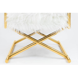 82669 KARE fotel MR. FLUFFY biały / złoty King Home