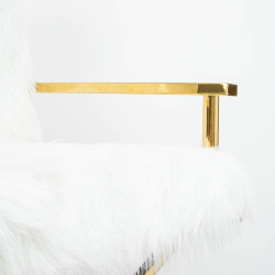 82669 KARE fotel MR. FLUFFY biały / złoty King Home
