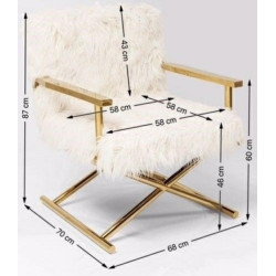 82669 KARE fotel MR. FLUFFY biały / złoty King Home