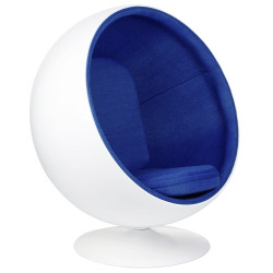 JH-066.BLUE Fotel BALL biało-niebieski - włókno szklane King Home