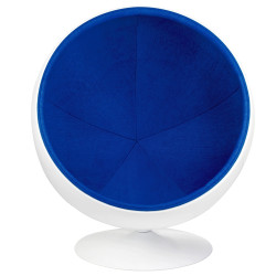 JH-066.BLUE Fotel BALL biało-niebieski - włókno szklane King Home