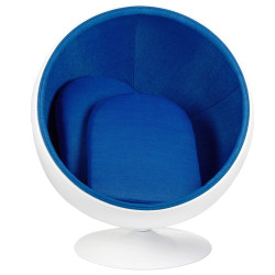 JH-066.BLUE Fotel BALL biało-niebieski - włókno szklane King Home