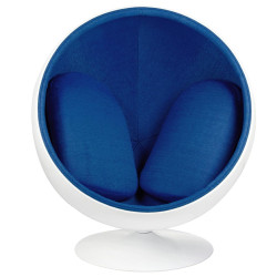 JH-066.BLUE Fotel BALL biało-niebieski - włókno szklane King Home
