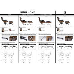 KH1501100142 MODESTO fotel LOUNGE czarny / orzech z podnóżkiem , skóra ekologiczna King Home