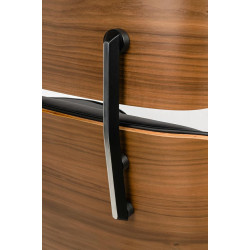 KH1501100156 Fotel biurowy LOUNGE GUBERNATOR czarny - sklejka orzech, skóra naturalna, stal polerowana King Home