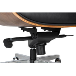 KH1501100156 Fotel biurowy LOUNGE GUBERNATOR czarny - sklejka orzech, skóra naturalna, stal polerowana King Home