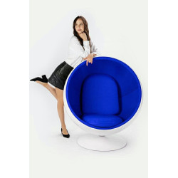 JH-066.BLUE Fotel BALL biało-niebieski - włókno szklane King Home