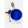 JH-066.BLUE Fotel BALL biało-niebieski - włókno szklane King Home