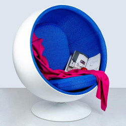 JH-066.BLUE Fotel BALL biało-niebieski - włókno szklane King Home