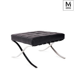 KH1501100171 MODESTO podnóżek BARCELON czarny - ekoskóra, stal polerowana King Home