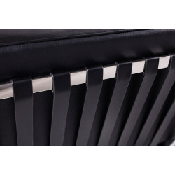 KH1501100171 MODESTO podnóżek BARCELON czarny - ekoskóra, stal polerowana King Home