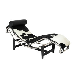 KH1501100166 Leżanka DIVANO PONY czarno biała - skóra naturalna, chrom King Home