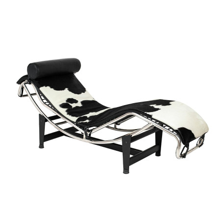 KH1501100166 Leżanka DIVANO PONY czarno biała - skóra naturalna, chrom King Home