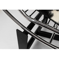 KH1501100166 Leżanka DIVANO PONY czarno biała - skóra naturalna, chrom King Home