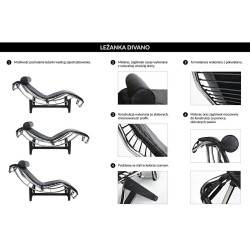 KH1501100166 Leżanka DIVANO PONY czarno biała - skóra naturalna, chrom King Home
