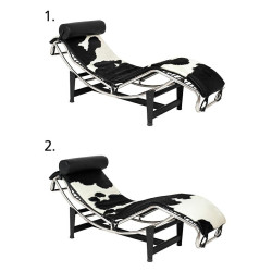 KH1501100166 Leżanka DIVANO PONY czarno biała - skóra naturalna, chrom King Home