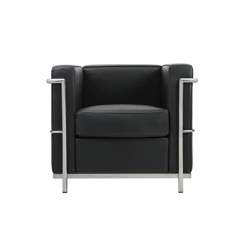 KH1501100200 Fotel SOFT LC2 czarny - włoska skóra naturalna, chrom King Home