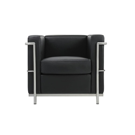 KH1501100200 Fotel SOFT LC2 czarny - włoska skóra naturalna, chrom King Home