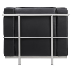 KH1501100200 Fotel SOFT LC2 czarny - włoska skóra naturalna, chrom King Home