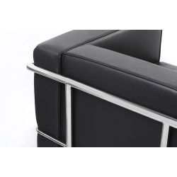 KH1501100200 Fotel SOFT LC2 czarny - włoska skóra naturalna, chrom King Home
