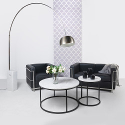 KH1501100200 Fotel SOFT LC2 czarny - włoska skóra naturalna, chrom King Home