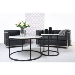 KH1501100200 Fotel SOFT LC2 czarny - włoska skóra naturalna, chrom King Home