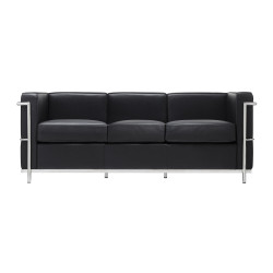 KH1501100202 Sofa trzyosobowa SOFT LC2 czarna - włoska skóra naturalna, metal King Home