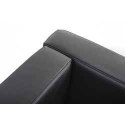 KH1501100202 Sofa trzyosobowa SOFT LC2 czarna - włoska skóra naturalna, metal King Home