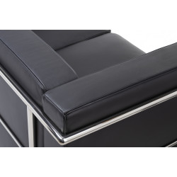 KH1501100202 Sofa trzyosobowa SOFT LC2 czarna - włoska skóra naturalna, metal King Home