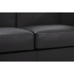 KH1501100202 Sofa trzyosobowa SOFT LC2 czarna - włoska skóra naturalna, metal King Home