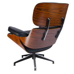 KH1501100213 Fotel LOUNGE czarny / róża z podnóżkiem King Home