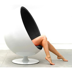 JH-069.BLACK Fotel OVALIA biało-czarny - włókno szklane King Home