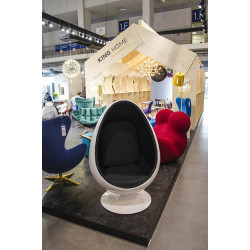 JH-069.BLACK Fotel OVALIA biało-czarny - włókno szklane King Home