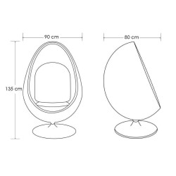 JH-069.BLACK Fotel OVALIA biało-czarny - włókno szklane King Home