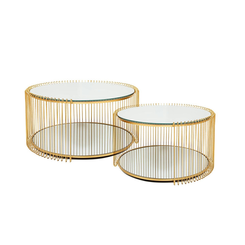 87674 KARE zestaw stolików WIRE DOUBLE I mosiądz King Home