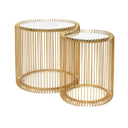 83457 KARE zestaw stolików WIRE mosiądz King Home