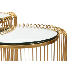 87673 KARE zestaw stolików WIRE DOUBLE II mosiądz King Home