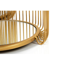 87673 KARE zestaw stolików WIRE DOUBLE II mosiądz King Home