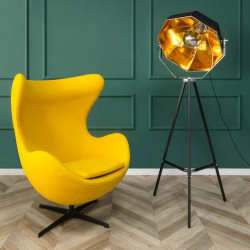 JH-026.MUSZTARDA.21 Fotel EGG CLASSIC musztardowy.21 - wełna, podstawa aluminiowa King Home