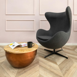 JH-026.MUSZTARDA.21 Fotel EGG CLASSIC musztardowy.21 - wełna, podstawa aluminiowa King Home