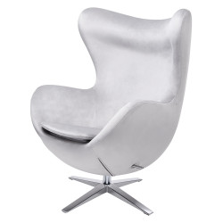 HE-066.HM8.37.LGREY Fotel EGG SZEROKI VELVET jasny szary.37 - welur, podstawa stal King Home