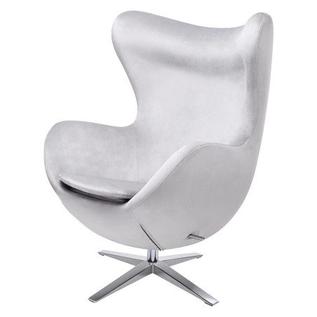 HE-066.HM8.37.LGREY Fotel EGG SZEROKI VELVET jasny szary.37 - welur, podstawa stal King Home