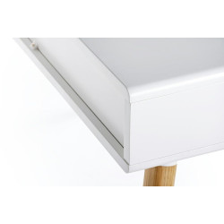 LL-009 Biurko ARONE dąb - biały blat, dębowe szuflady i nogi King Home