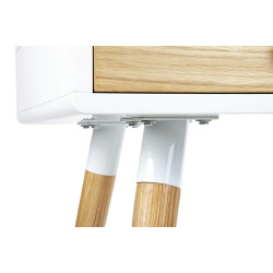 LL-009 Biurko ARONE dąb - biały blat, dębowe szuflady i nogi King Home