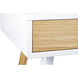 LL-009 Biurko ARONE dąb - biały blat, dębowe szuflady i nogi King Home