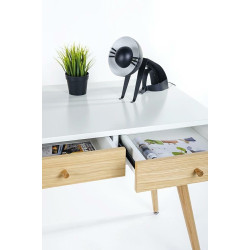 LL-009 Biurko ARONE dąb - biały blat, dębowe szuflady i nogi King Home